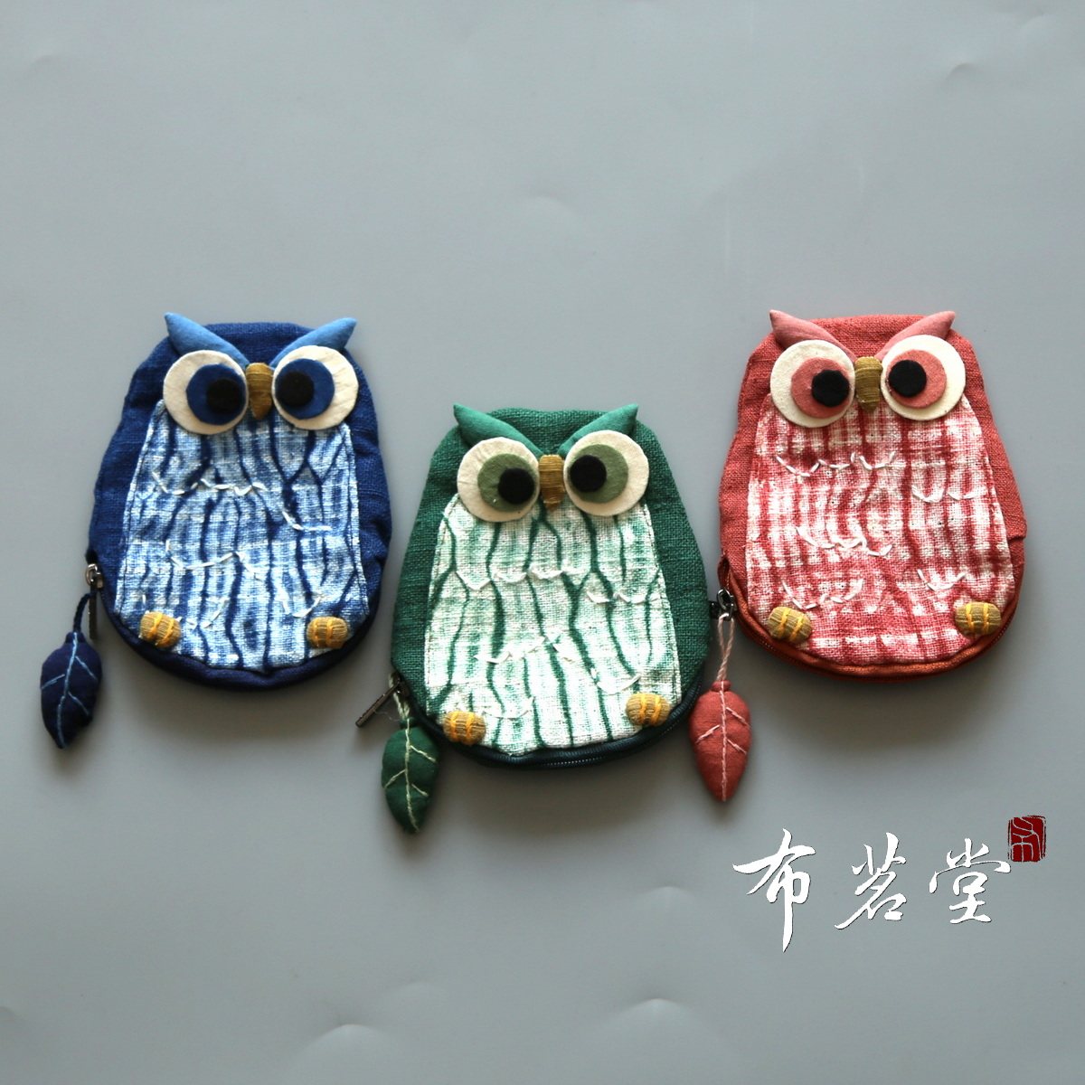 Cloth Drinking parlor woods Dyed Cat Owl Zero Wallet Coin handmade Dyed Botanical-dyed cloth Cloth Bag