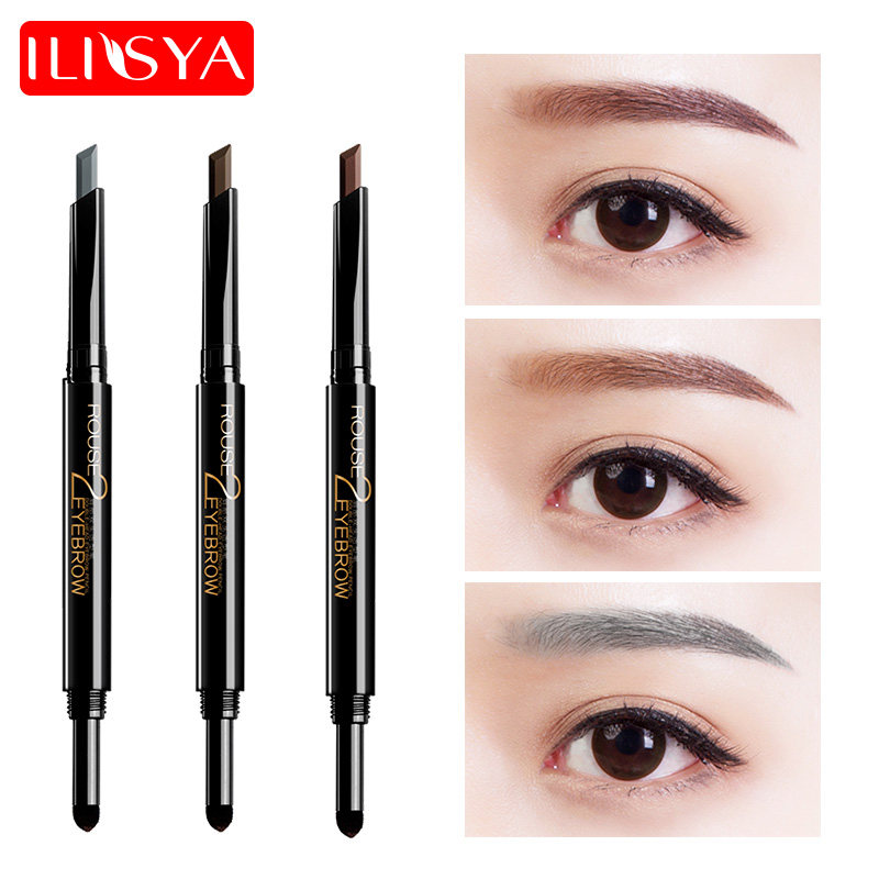 ILISYA soft color double-headed eyebrow pencil eyebrow powder beginner automatic eyebrow pencil waterproof and sweat-proof is not easy to fade naturally
