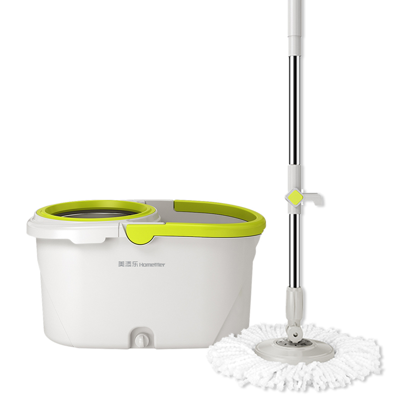 Meitianle Small Fresh Meat-Colored Rotating Mop Bucket, Hands-Free Washing, Press and Spin Dry Mop Bucket, Dual-Drive Magic Mop