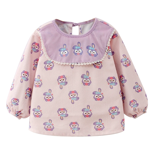 Демисезонный детский фартук для девочек, милый водонепроницаемый нагрудник для еды, анти-грязь, в западном стиле, с карманом