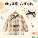 Демисезонный детский фартук для девочек, милый водонепроницаемый нагрудник для еды, анти-грязь, в западном стиле, с карманом