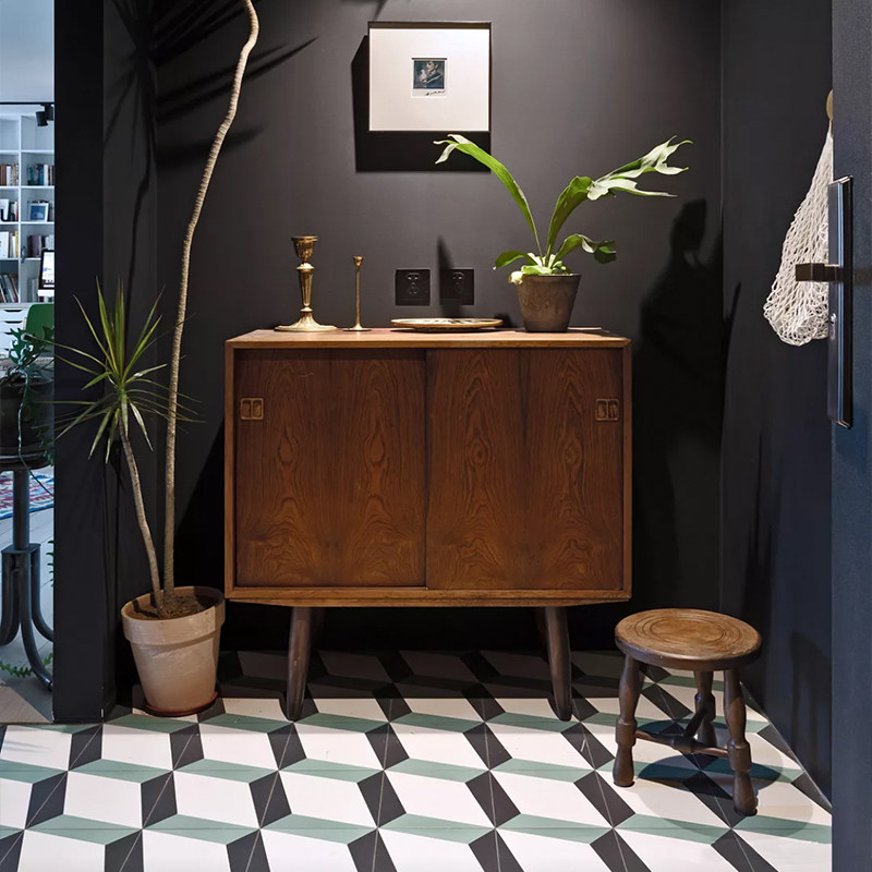 Green retro style small flower brick 20 balcony folk accommodation toilet floor tile kitchen bathroom wall brick terrace floor brick-Taobao