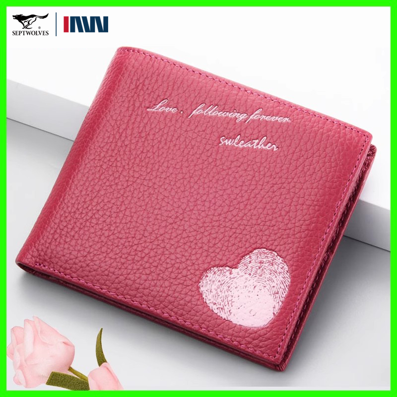 Septwolves Women's Wallet 2026 New Brand Short Wallet 80% off Layer Leather Wallet for Women Thin Soft Leather Short Wallet
