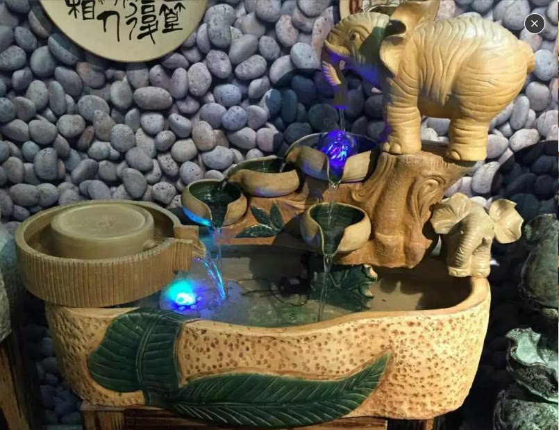(Beautiful Gallery Pottery) Fortune Elephant Long Fish Tank Fountain Flowing Water Fish Tank Flowing Water View Large Fish Pond