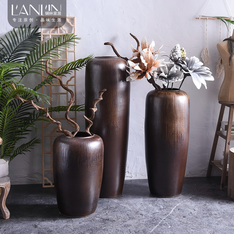 Restoring ancient ways furnishing articles sitting room ground ceramic vase flower arranging dried flower flower bouquet simulation TV ark, sample room decoration