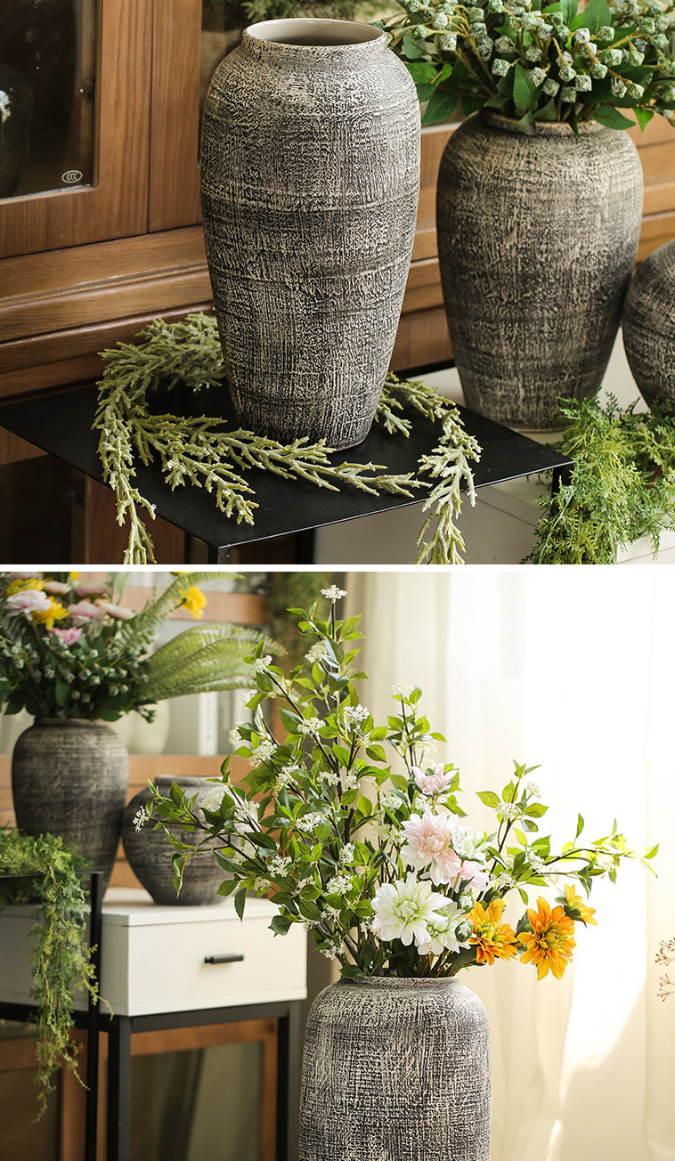 Sitting room ground ceramic vase furnishing articles to restore ancient ways American plug-in the dried flower implement jingdezhen coarse pottery flowerpot decorations