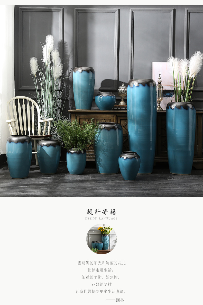 Landing a large ceramic vase furnishing articles contracted and I sitting room dry flower arranging flowers porcelain hotel villa decoration POTS