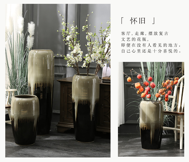 Ceramic vase large fleshy hydroponic pot sitting room hotel villa landing place Chinese flower arranging flowers, flower pot