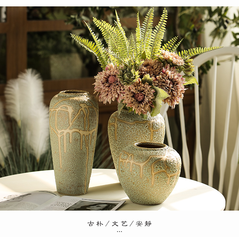 Ceramic vase furnishing articles creative living room coarse pottery flower arranging dried flowers European - style mesa contracted and I tea table decorations