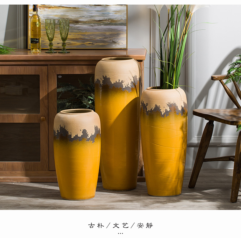 Ground vase large creative furnishing articles American yellow flower arranging dried flower flower implement hydroponic pot sitting room hotel flowerpot