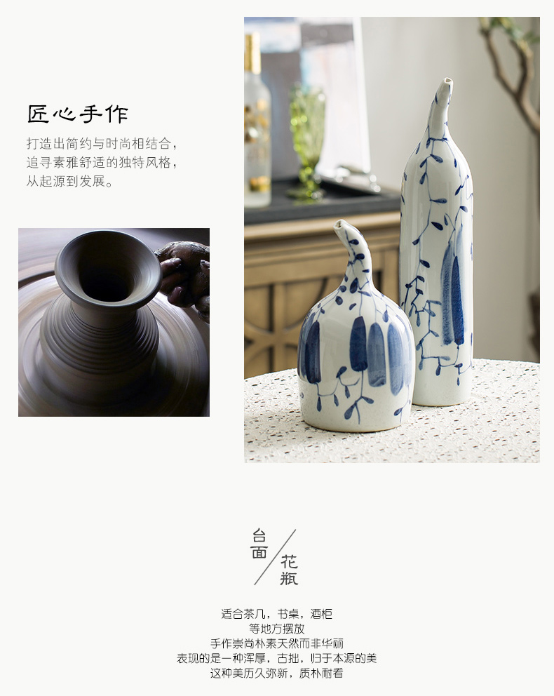 Ceramic vase furnishing articles sitting room furniture put dry flower, contracted and I art decorative flower implement wind blue and white porcelain arts and crafts