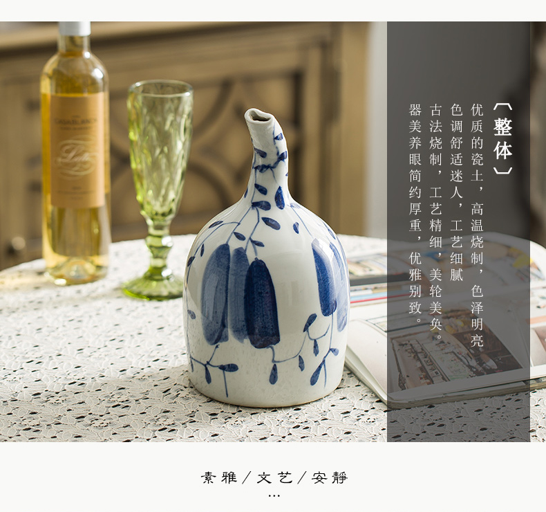 Ceramic vase furnishing articles sitting room furniture put dry flower, contracted and I art decorative flower implement wind blue and white porcelain arts and crafts