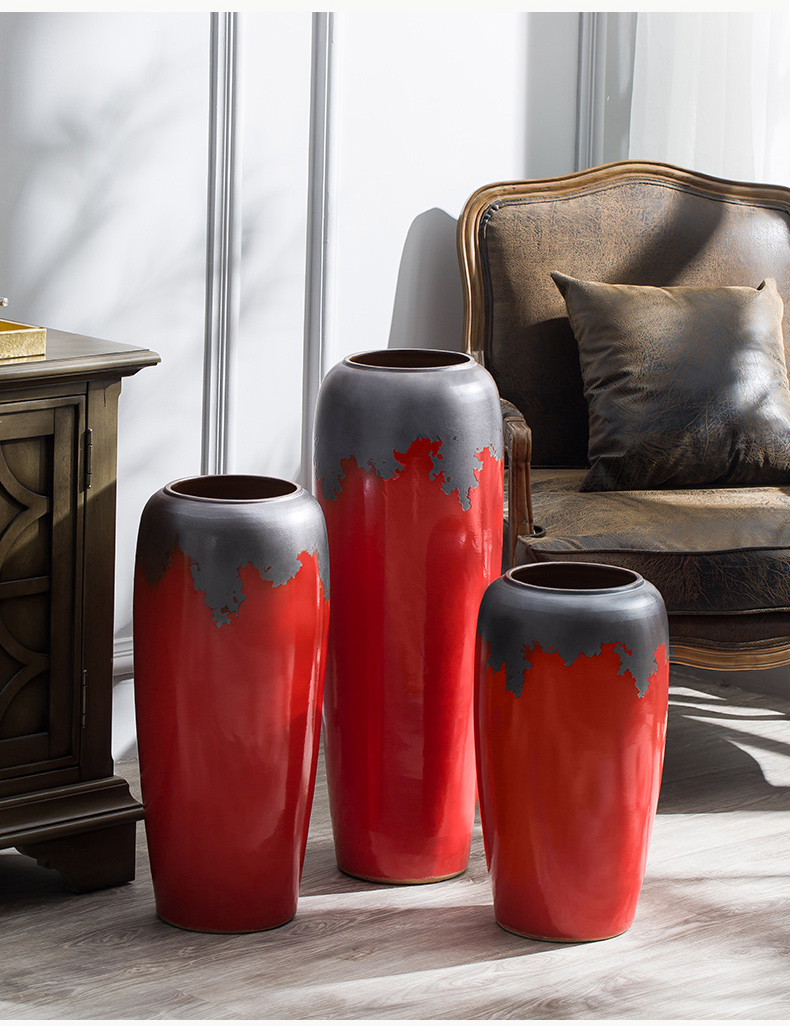 Jingdezhen ceramic furnishing articles of large Chinese style Chinese red porcelain vase sitting room porch flower arranging dried flower decorations