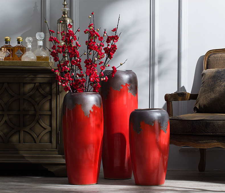Jingdezhen ceramic furnishing articles of large Chinese style Chinese red porcelain vase sitting room porch flower arranging dried flower decorations