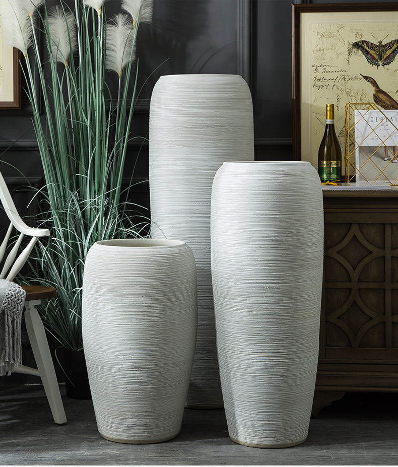 Jingdezhen ceramic large vases, flower arrangement sitting room place I and contracted white checking pottery landing big flower pot