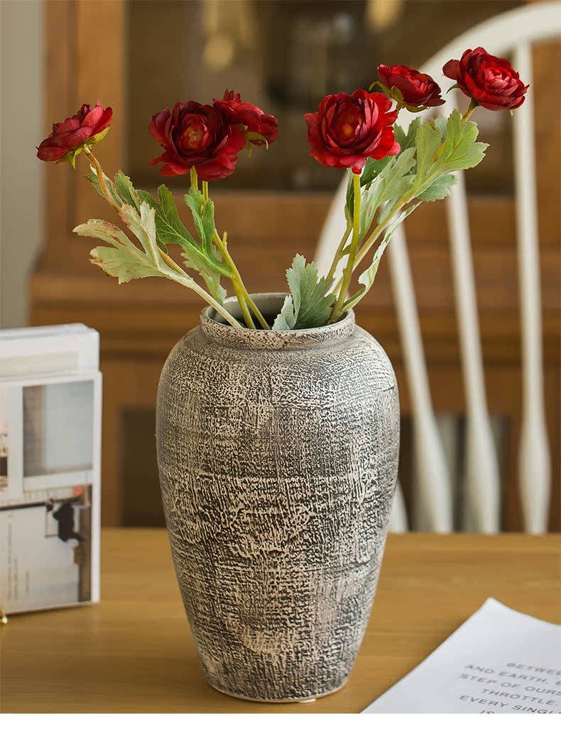 American pastoral simulation flower, plant flowers, silk flower vase decoration in the living room table ornament porcelain of dried flower arranging flowers