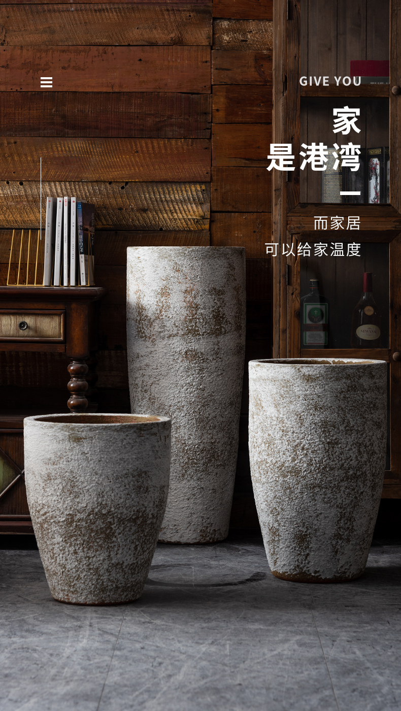 Big flowerpot restoring ancient ways furnishing articles furnishing articles sitting room be born green plant new Chinese style thick cylinder of jingdezhen ceramics some ceramic pot vase