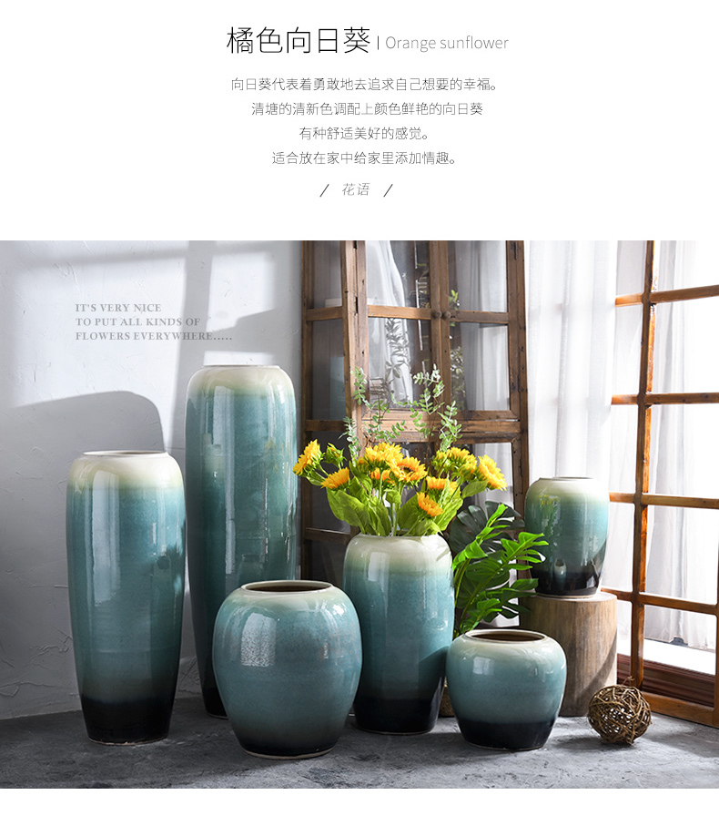 The modern living room flower arranging dried flowers of jingdezhen ceramic vase landed large villa hotel TV ark, furnishing articles