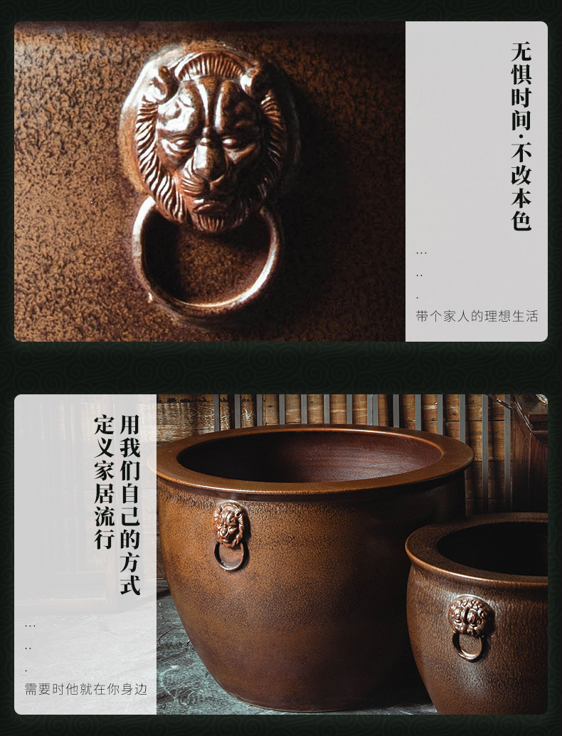 Jingdezhen ceramic VAT oversized flowerpot courtyard landscape furnishing articles fish old water basin of water lily cylinder