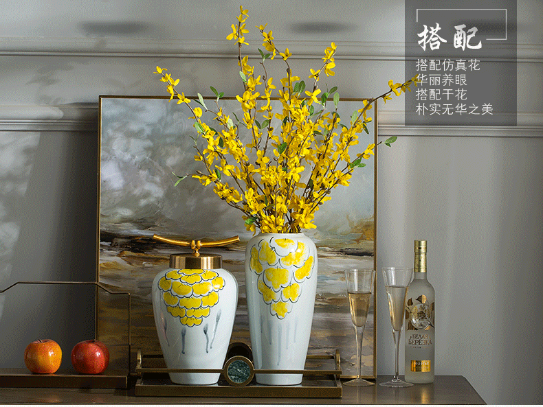 Jingdezhen ceramic vase Nordic I and contracted decorate furnishing articles creative floret bottle desktop flower arranging pottery vase