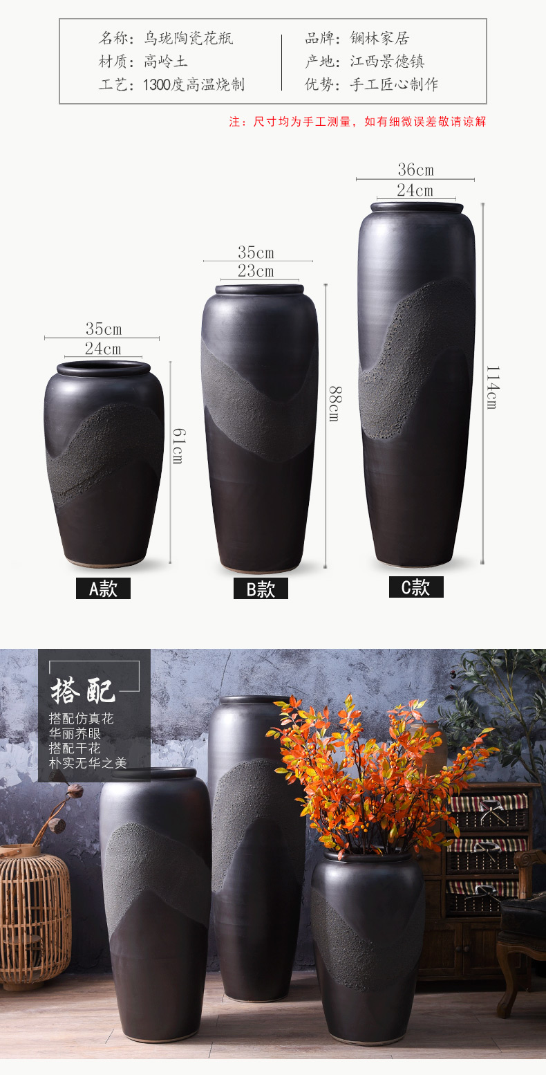 Chinese style restoring ancient ways do old dried flower arranging flowers is placed, the hotel ground ceramic vase in the sitting room porch large creative vase