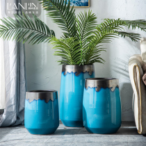 Jingdezhen Nordic vase creative modern landing simple light luxury household living room ceramic large diameter flower pot combination