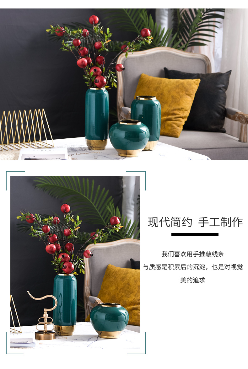 Light and decoration with a lid Nordic dry flower adornment of jingdezhen ceramic creative vase furnishing articles sitting room table arranging flowers