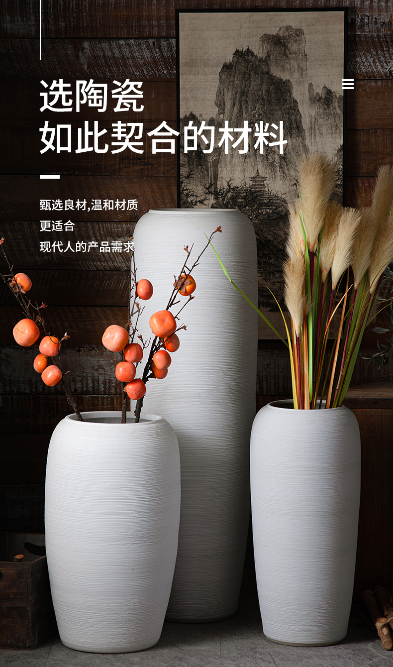 Jingdezhen landing big vase Nordic creative household dried flower adornment furnishing articles white contracted sitting room flower POTS