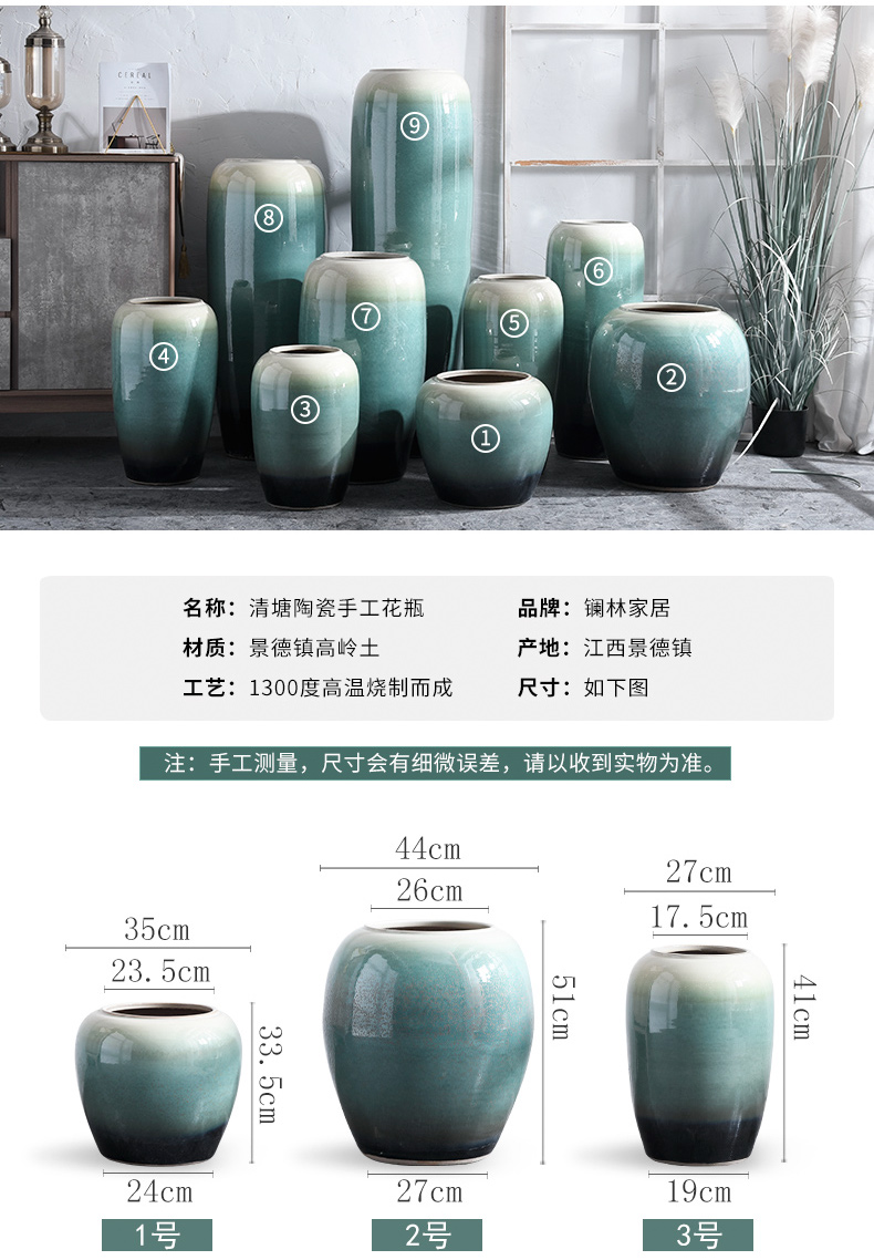 The modern living room flower arranging dried flowers of jingdezhen ceramic vase landed large villa hotel TV ark, furnishing articles