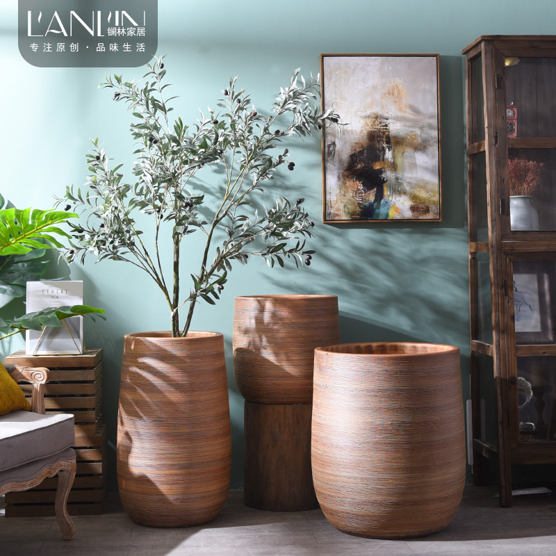 Ancient pottery Nordic contracted household adornment ceramic flower implement VAT vase furnishing articles dried flower decoration in the living room