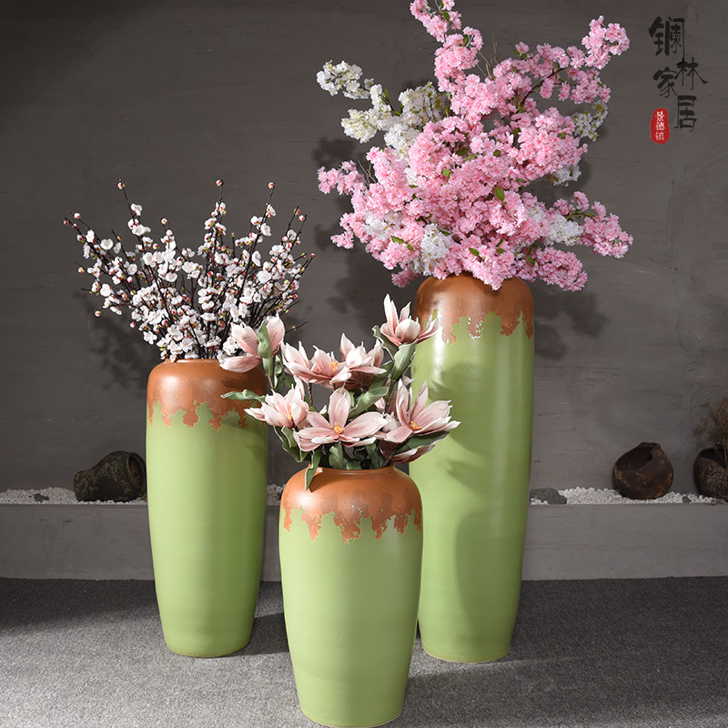 Vase is placed large ground ceramic art restores ancient ways household dried flower arranging flowers European contracted sitting room adornment flowers