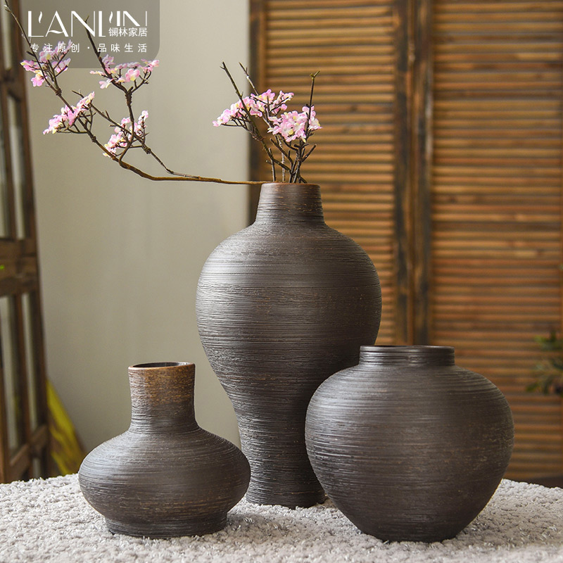 Jingdezhen ceramic mesa floret bottle coarse pottery zen Chinese style restoring ancient ways in dry flower is placed in the living room table decorations