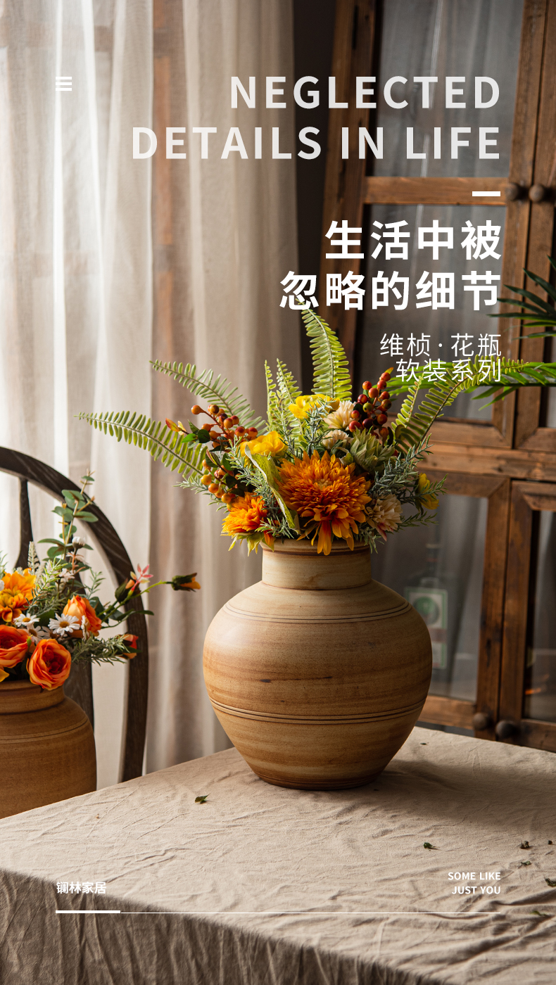 Ceramic vase restoring ancient ways furnishing articles sitting room dry flower arranging flowers, lotus POTS coarse pottery room adornment bedroom for furnishing articles