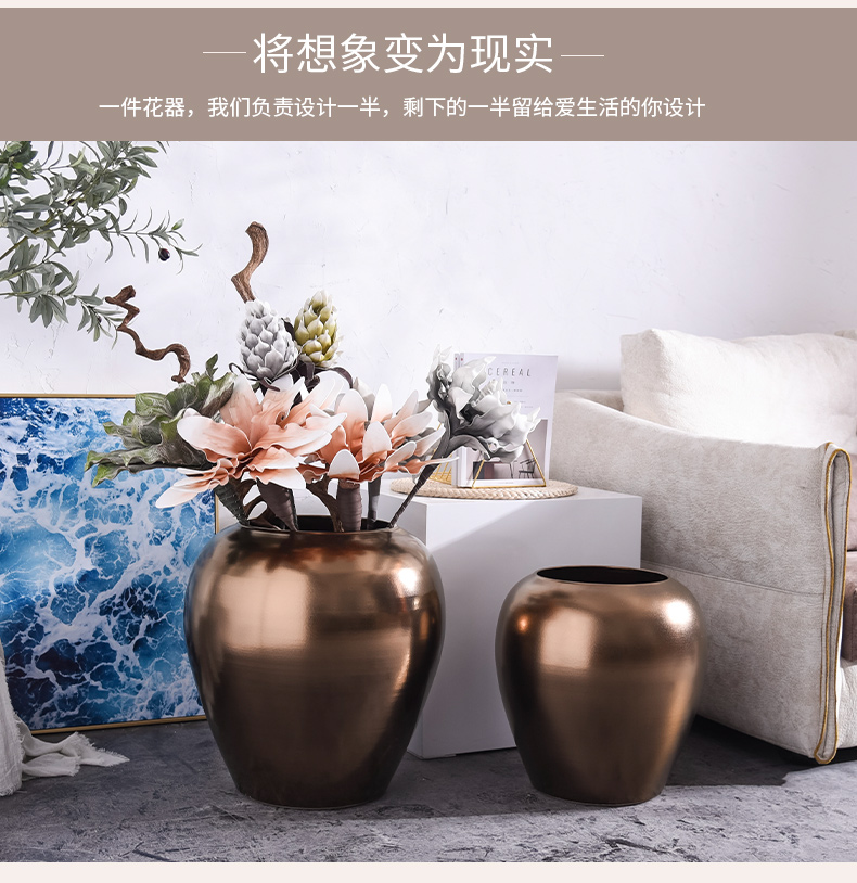 Creative modern Nordic dried flower decoration vase furnishing articles sitting room household jingdezhen landing large ceramic bottle arranging flowers