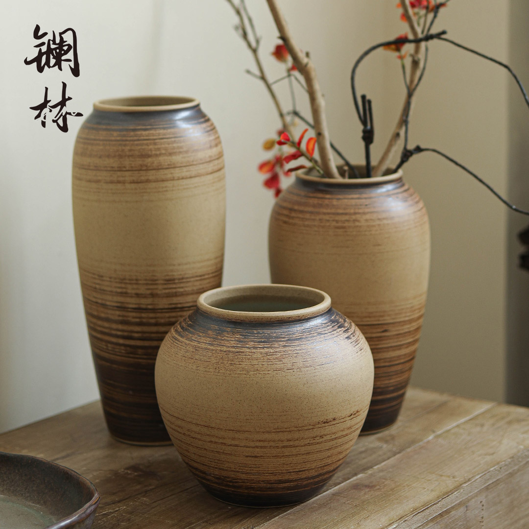 Vintage checking ceramic flower arranging bottles decoration to the hotel home stay home furnishing articles zen wabi-sabi wind Japanese POTS