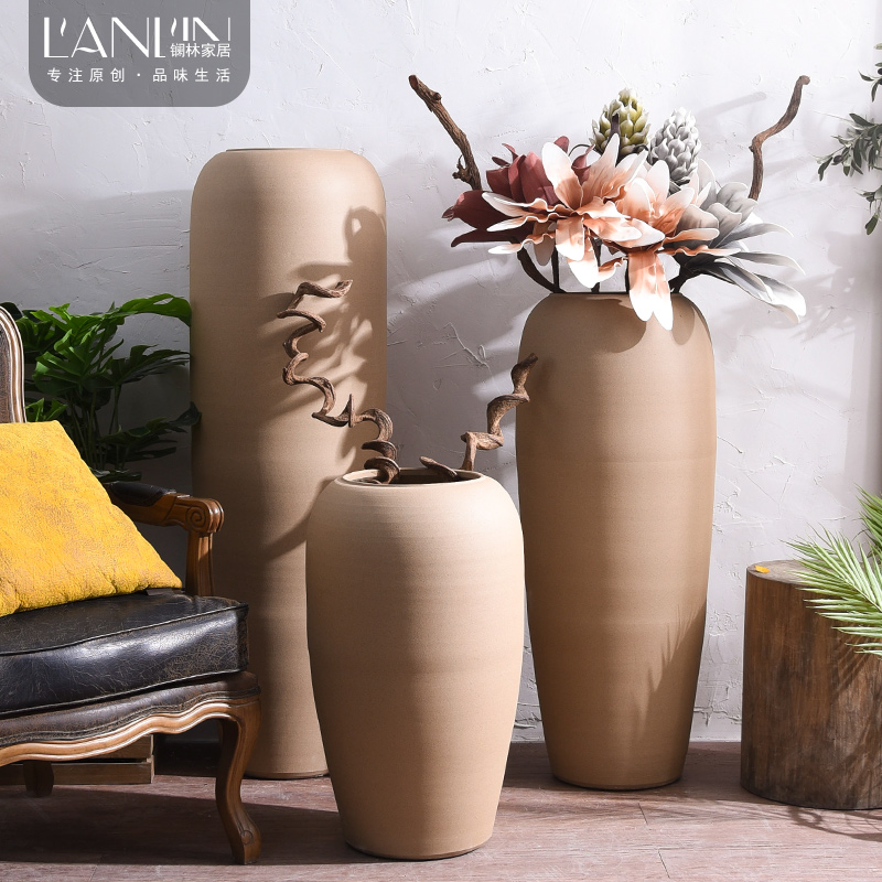 Restore ancient ways do old coarse some ceramic pot courtyard sitting room adornment home furnishing articles dried flower simulation flower decoration ceramic vase