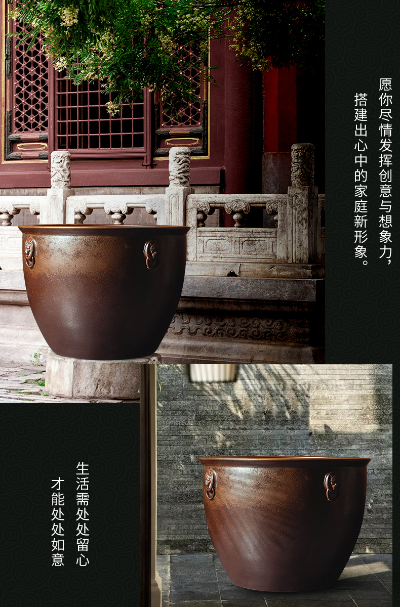 Jingdezhen ceramic VAT oversized flowerpot courtyard landscape furnishing articles fish old water basin of water lily cylinder