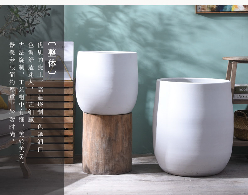 Nordic ceramic flower pot large landing clearance jingdezhen green plant furnishing articles contracted sitting room creative white vase cylinder