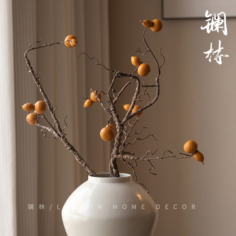 New Chinese-Style Zen Dried Flower Bouquet with Artificial Gourd Stems for Flower Arrangement, Tea Room, Home, Living Room, Large and Small Gourd Decorations New Chinese-Style Zen Dried Flower Bouquet with Artificial Gourd Stems for Flower Arrangement, Tea Room, Home, Living Room, Large and Small Gourd Decorations