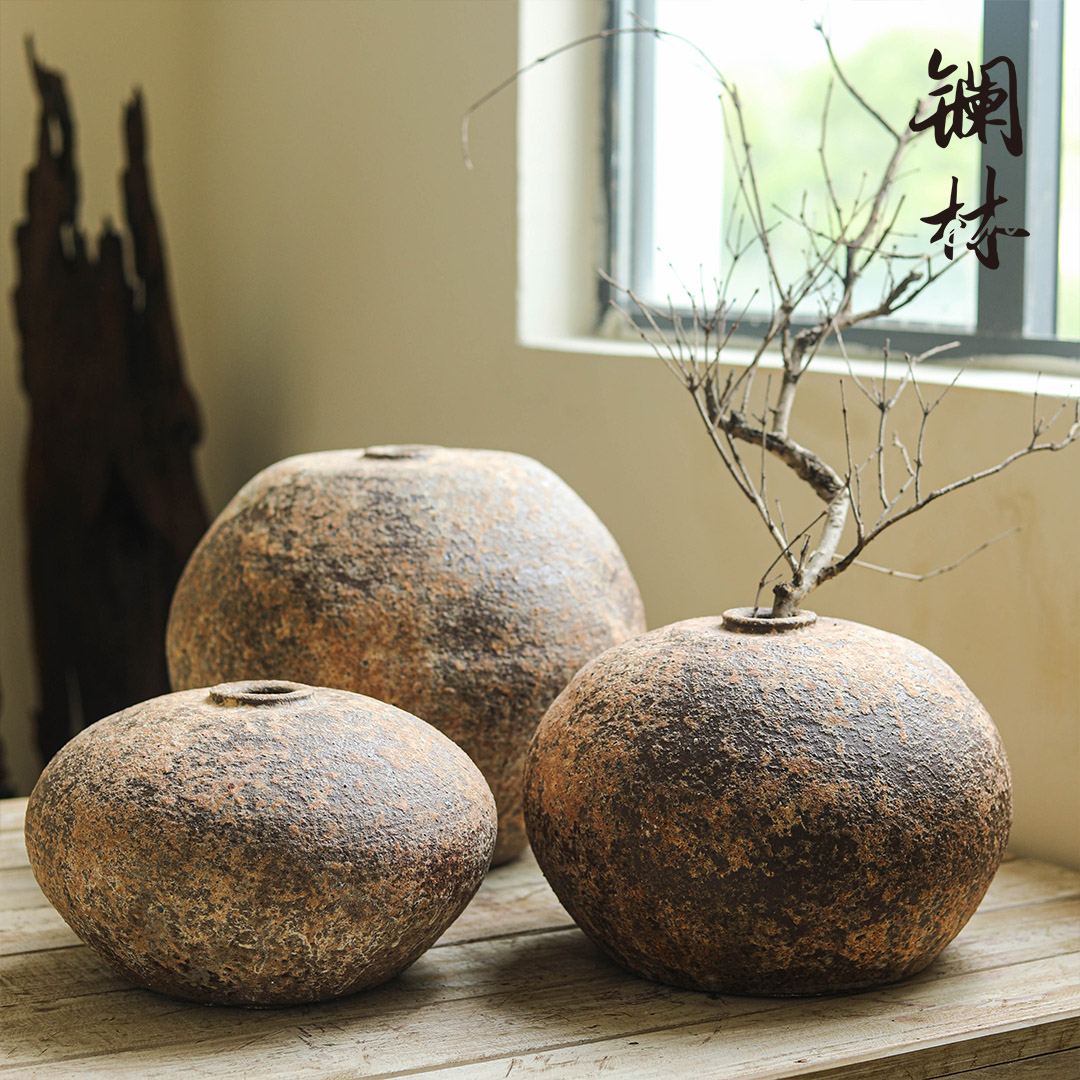 Ceramic vase wabi-sabi wind restoring ancient ways mesa coarse TaoHua creative ball clay indoor decorations home furnishing articles
