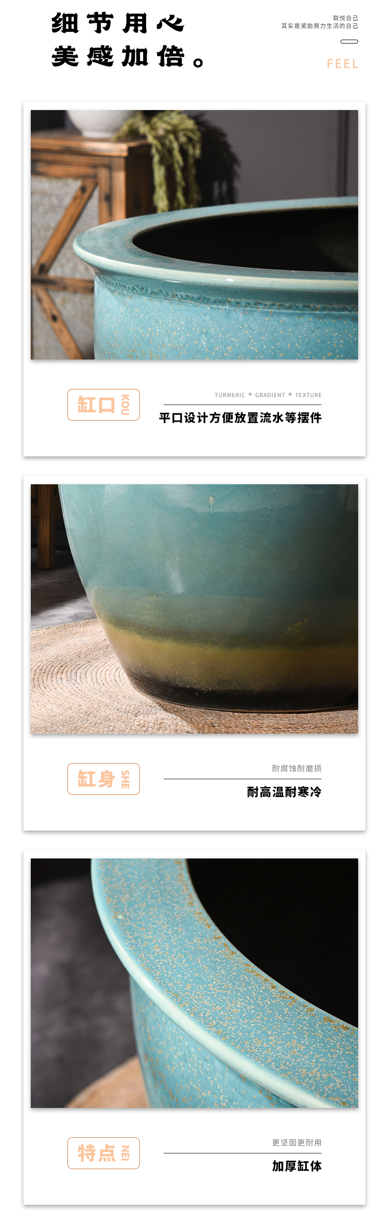 Courtyard of large cylinder jingdezhen ceramic decorative furnishing articles fish farming water lily lotus plant trees old restoring ancient ways round flower pot