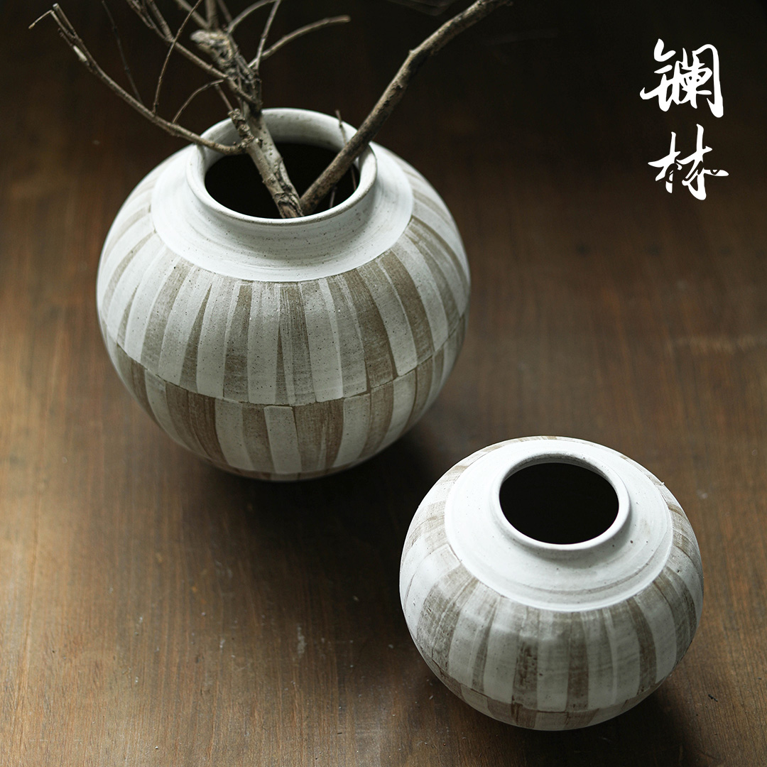 Retro coarse TaoChun hand - made ceramic vase artist light home decoration key-2 luxury Chinese flower arranging dried flowers, household furnishing articles