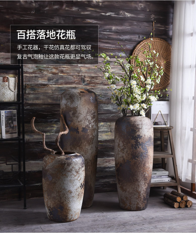 Restoring ancient ways do old large landing jingdezhen ceramic dry flower is placed, villa and courtyard sitting room vase floral decoration