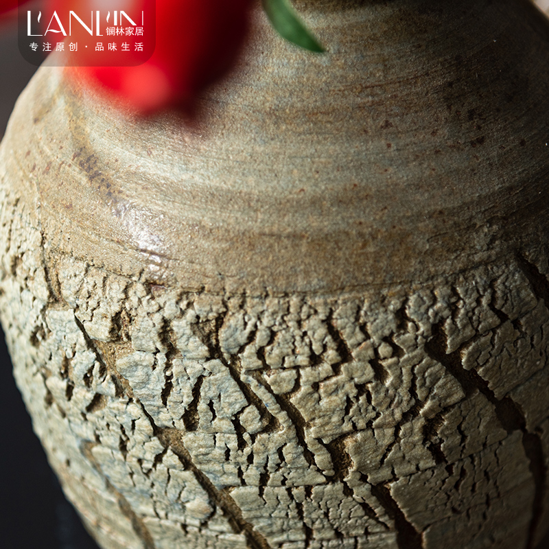 Jingdezhen ceramic vase furnishing articles sitting room flower arranging new Chinese style restoring ancient ways hydroponic vase American table dry flower vase