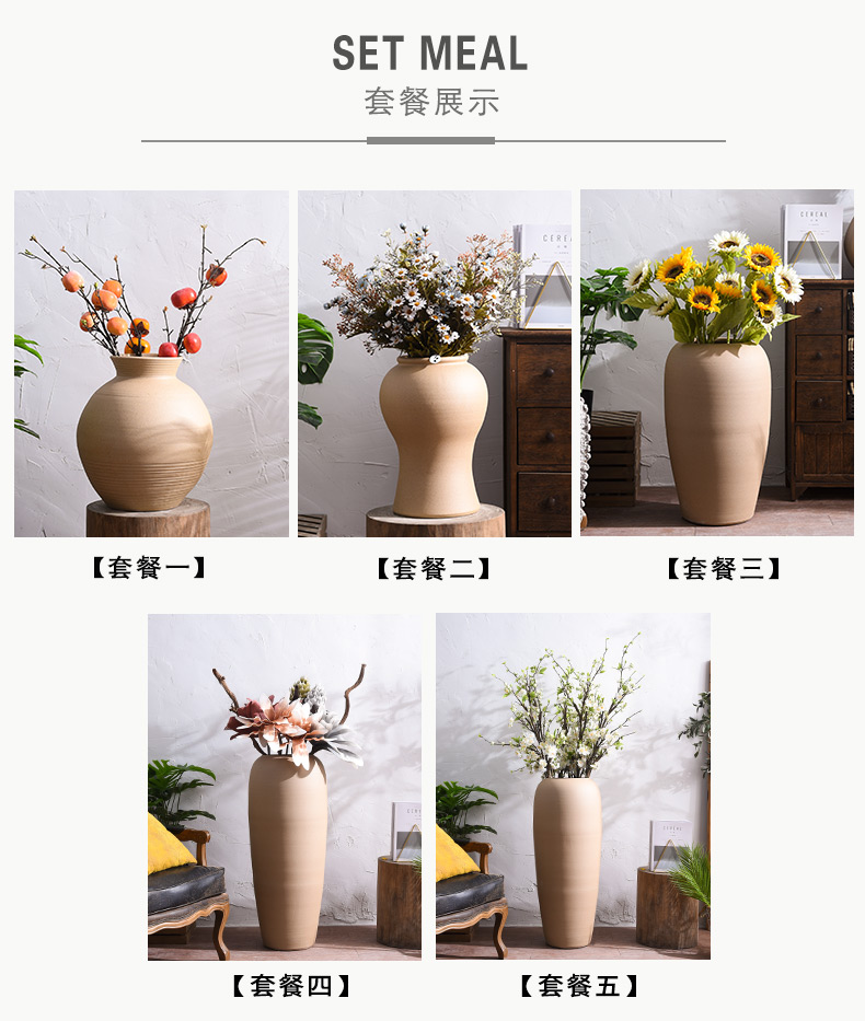 Restore ancient ways do old coarse some ceramic pot courtyard sitting room adornment home furnishing articles dried flower simulation flower decoration ceramic vase