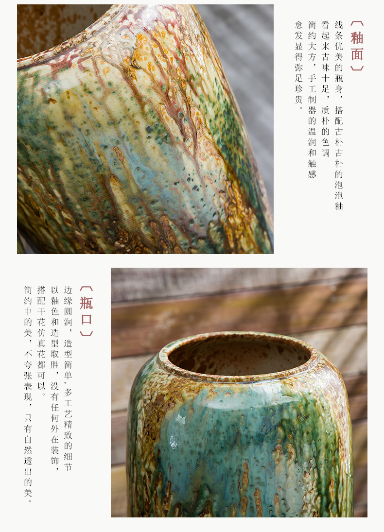 Jingdezhen restoring ancient ways do old ins coarse pottery flower arranging furnishing articles sitting room ground ceramic dried flower vase hydroponic flowers