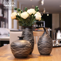 Modern simple ceramic vase living room Nordic home decoration ornaments New Chinese coarse pottery flower arrangement vase