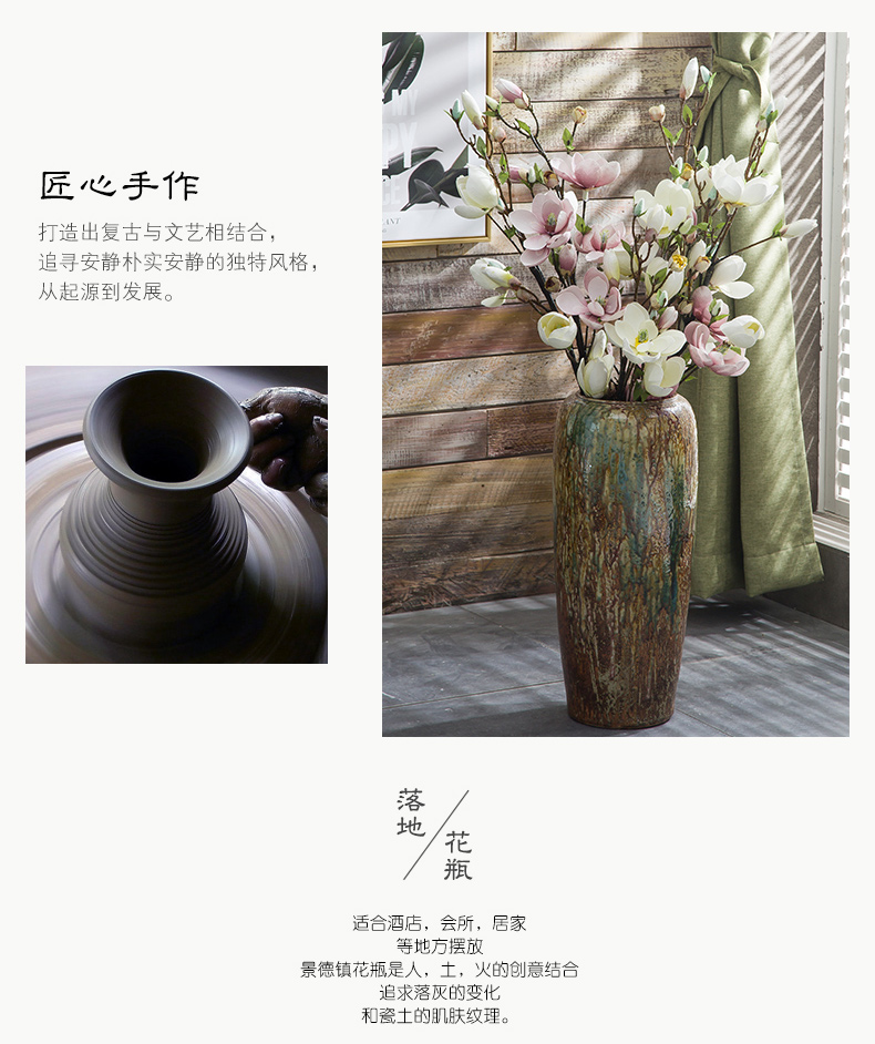 Jingdezhen restoring ancient ways do old ins coarse pottery flower arranging furnishing articles sitting room ground ceramic dried flower vase hydroponic flowers