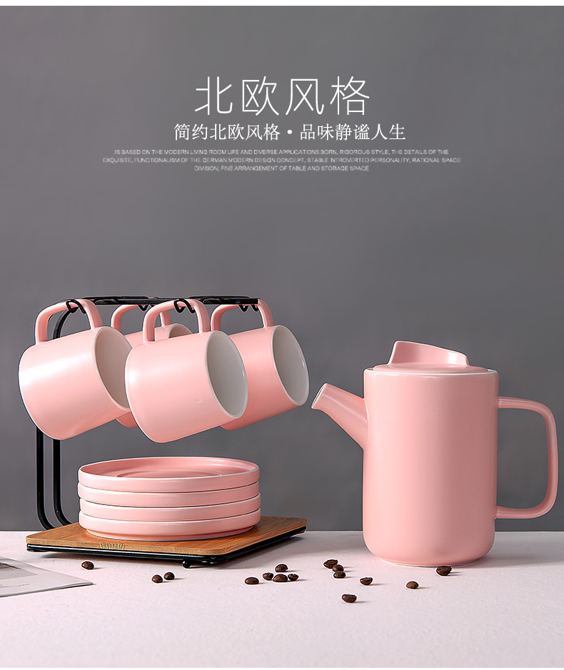 Nordic coffee cup suit household contracted Europe type camellia tea cup dish spoon afternoon suit ceramic water suit