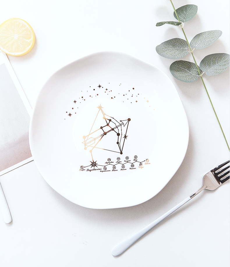 The zodiac steak plate plate household ceramics tableware Nordic plates breakfast tray was shing new western food dishes